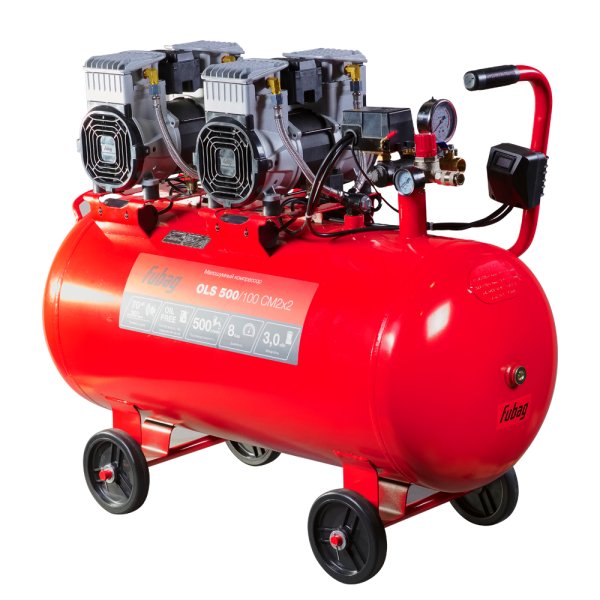 Компрессор воздушный безмасляный малошумный FUBAG OLS 500/100 CM2х2 + Набор пневмоинструмента (5 предметов) в ПОДАРОК в Южно-Сахалинске фото