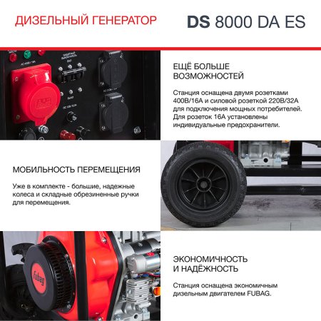 FUBAG Дизельный генератор (трехфазный) с электростартером и коннектором автоматики DS 8000 DA ES в Южно-Сахалинске фото
