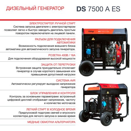 Дизельный генератор FUBAG DS 7500 A ES с электростартером и коннектором автоматики в Южно-Сахалинске фото